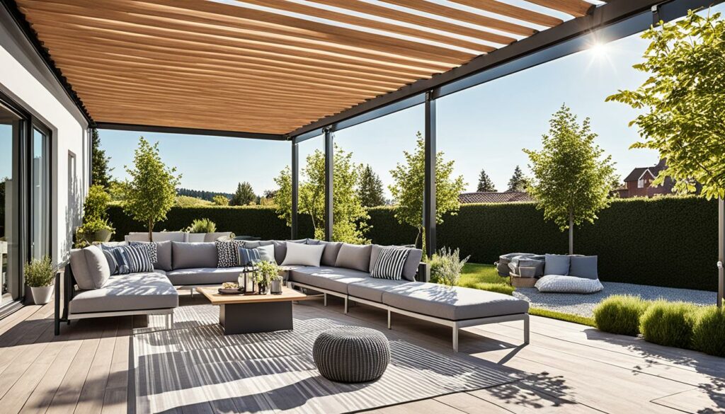 Terrassenüberdachung mit Sonnenschutz